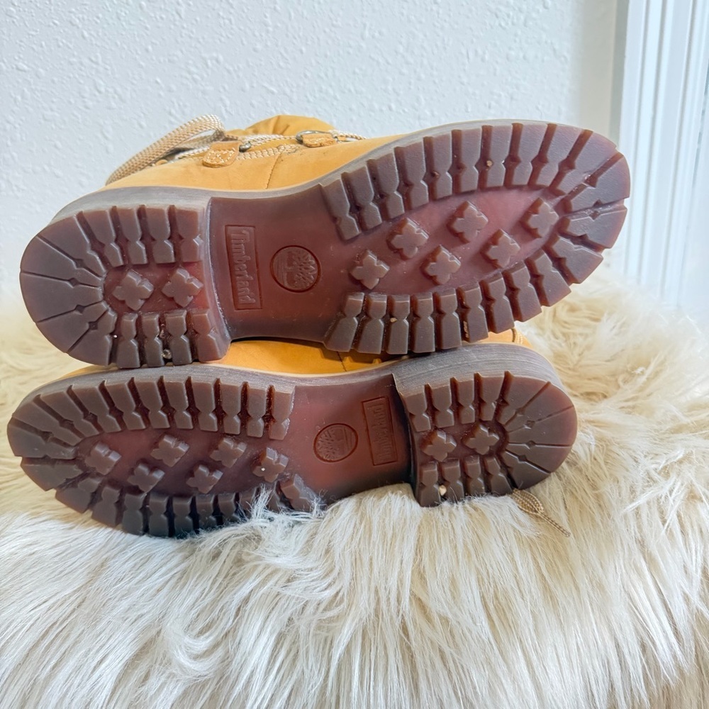 Timberland Shearling Lined Boots Wheat Tan Waterproof Lace Up 8.5M - Picture 4 of 7